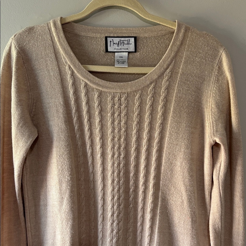 Beige Lightweight Cable Knit Sweater - Picture 2 of 6
